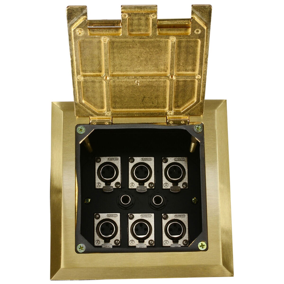 Parts Express Deep Floor Box with 6 XLR Brass 6" x 6"